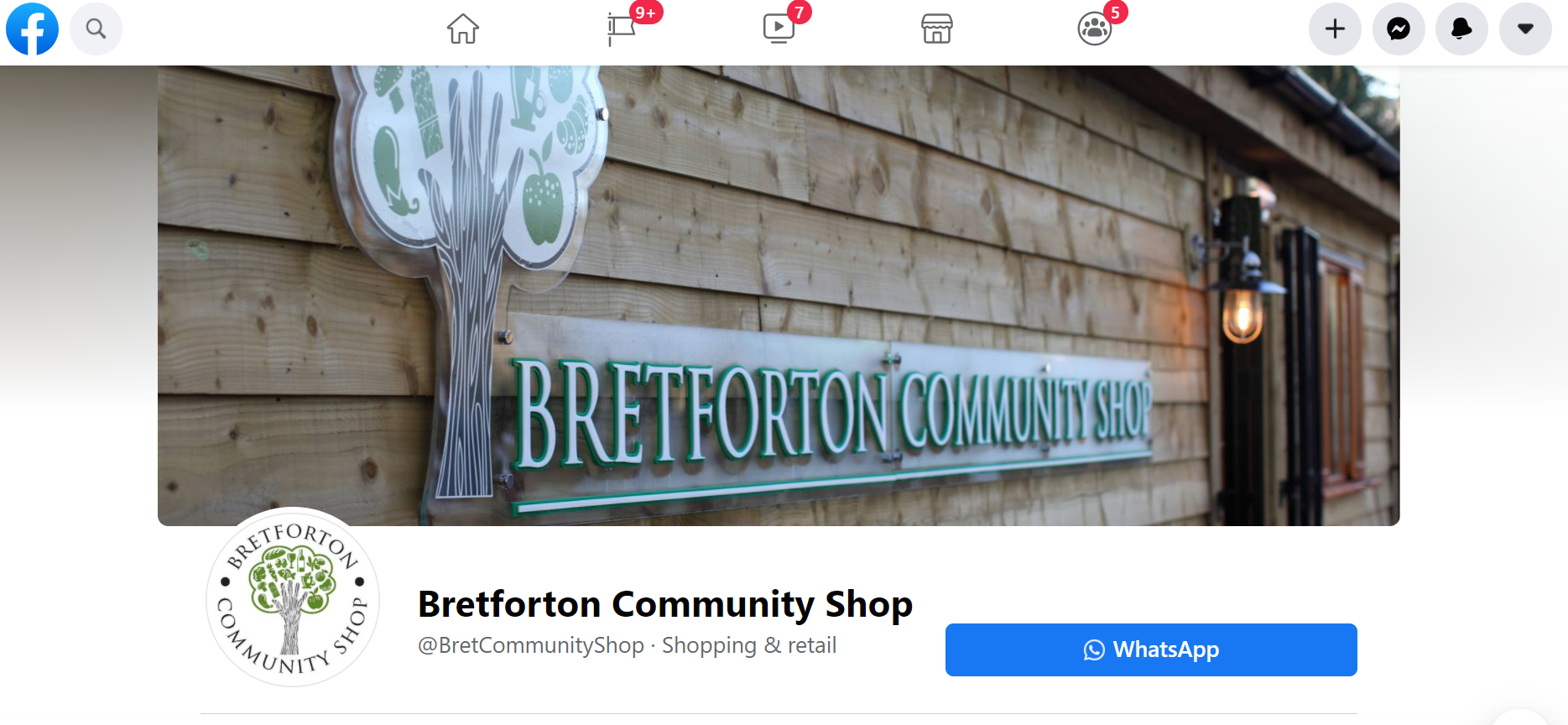 A screenshot of Bretforton Community Shop's facebook page