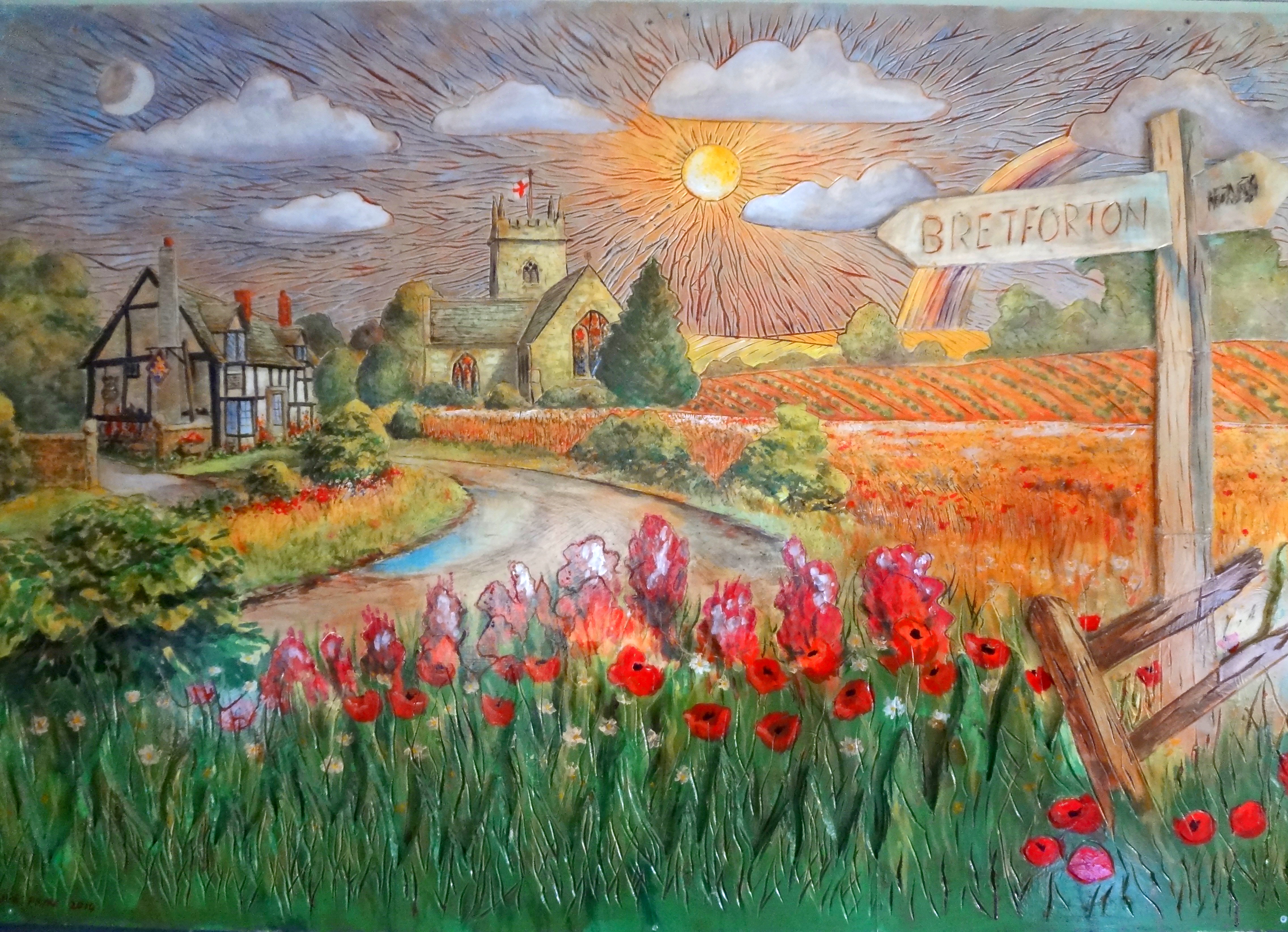 A colourful painting of Bretforton
