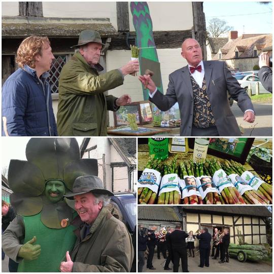 Photoss of Terry Wogan on his visit to The Fleece Inn Bretforton's asparagus auction